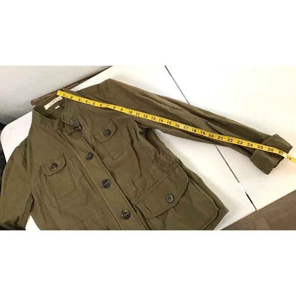 LOFT- WOMENS ARMY GREEN  96% COTTON LONG SLEEVE BUTTON DOWN JACKET SIZE SMALL - Picture 4 of 6